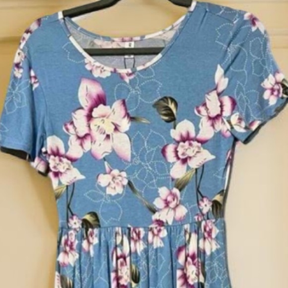 Boutique DB Moon Floral Blue Dress NWOT - Picture 6 of 7